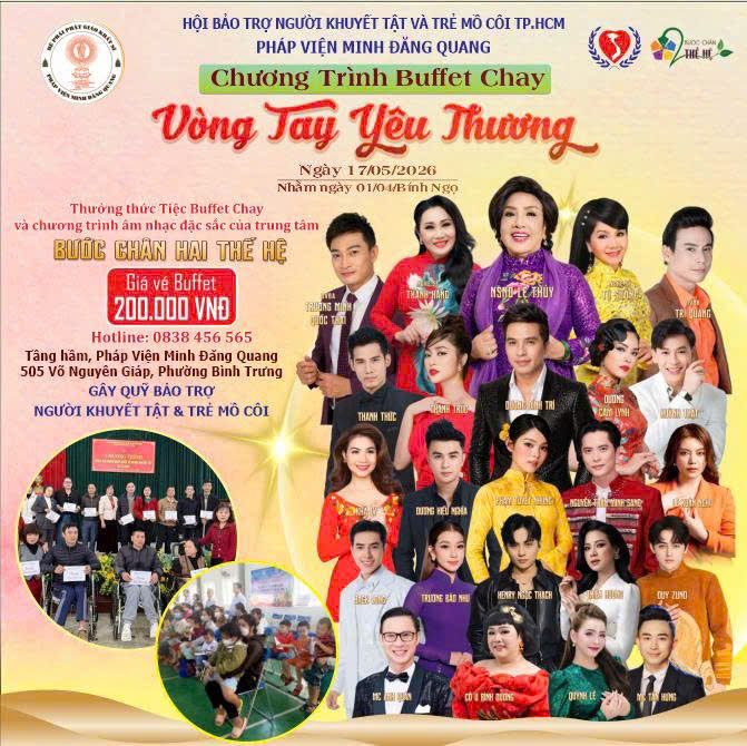 Hội Bảo trợ Người khuyết tật và Trẻ mồ côi TP.HCM tổ chức tiệc buffet chay gây quỹ từ thiện